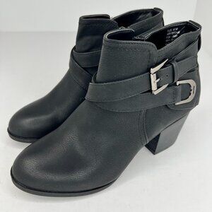 Sophia Taylor Womens 149419 Sonia Black  Leather Strap Zip Up Size 6.5 M Booties